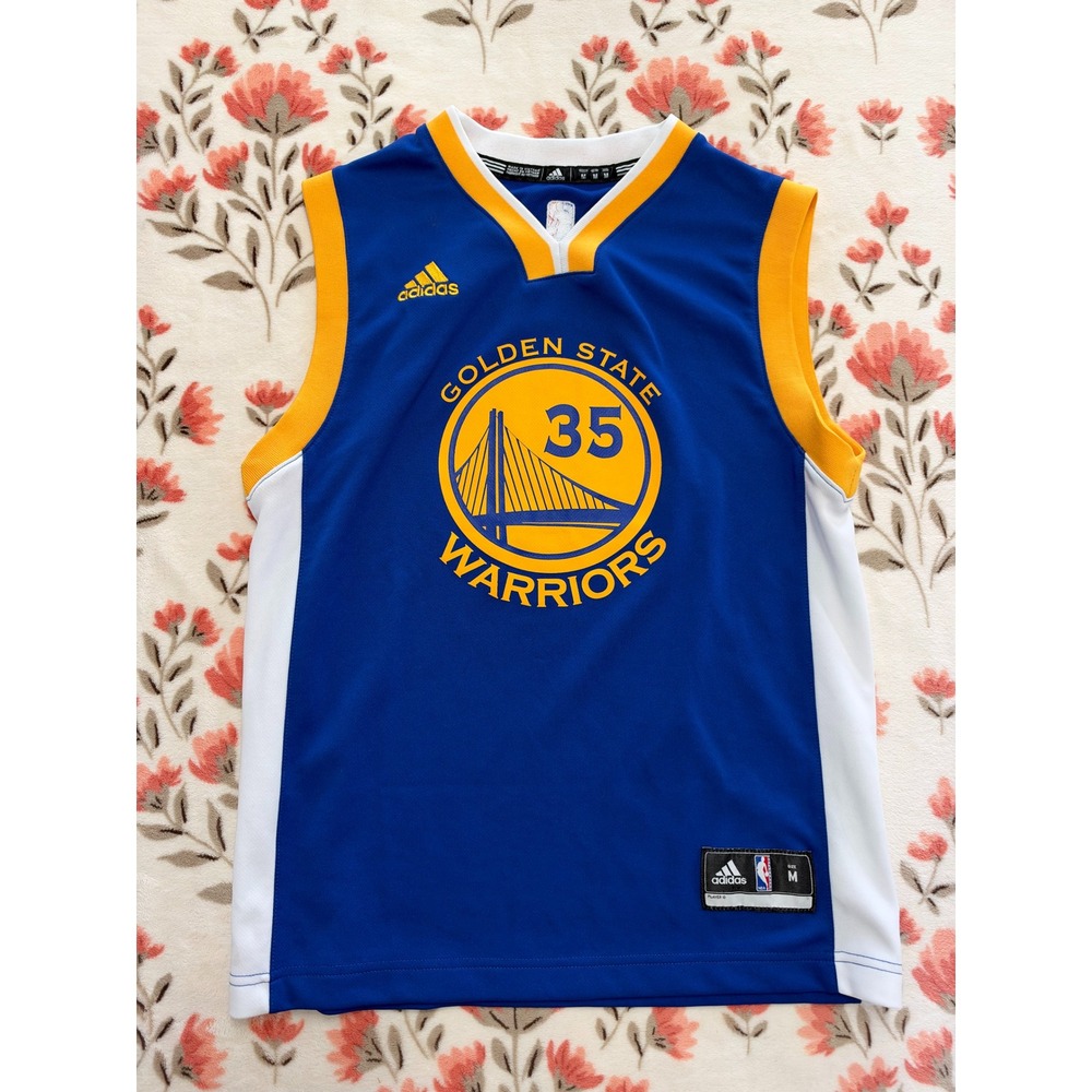 Adidas Golden State Warriors Kevin Durant 35 Jersey Youth Medium Blue Yellow
